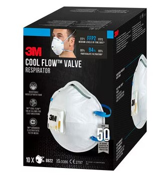 MASQUE ANTI-POUSSIERES 8822 FFP2 AVEC VALVE (10PC)