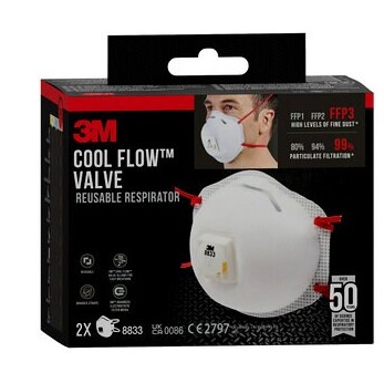 MASQUE ANTI-POUSSIERE FFP3 8833C2 (2PC)