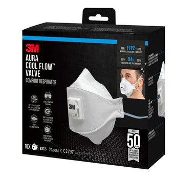 [1051313] STOFMASKER 9322+ FFP2 MET VENTIEL (10ST)