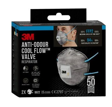 [1046991] MASQUE ANTI-POUSSIERE 9922 FFP2 SOUPAPE (2PC)